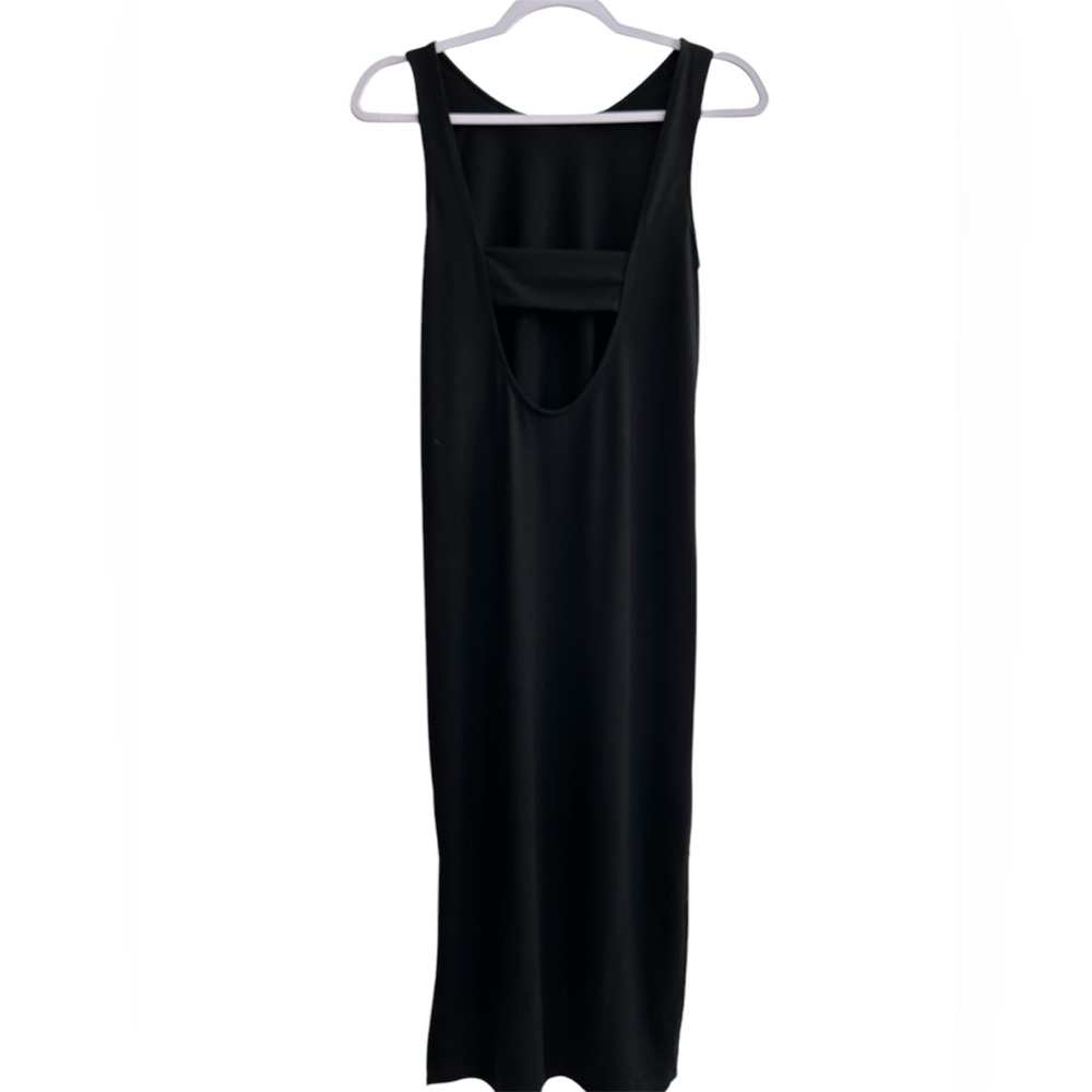 H&M Black Midi Bodycon Dress Women’s Size 4 | Sleek Minimalist Cutout Style - Picture 2 of 3